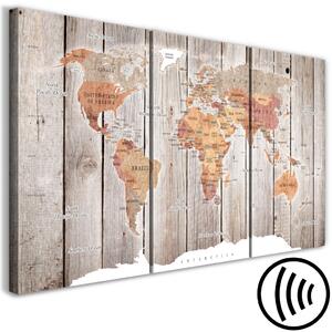 Obraz Mapa světa: Dřevěné příběhy (3-dílný)