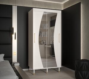 Šatní skříň Abi Calipso Wav Barva korpusu: Bílá, Rozměry: 120 cm, Dveře: Bílá + zrcadlo