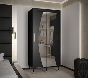 Šatní skříň Abi Calipso Wav Barva korpusu: Černá, Rozměry: 200 cm, Dveře: Černá + zrcadlo