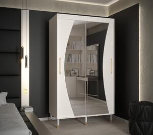 Šatní skříň Abi Calipso Wav Barva korpusu: Bílá, Rozměry: 100 cm, Dveře: Bílá + zrcadlo