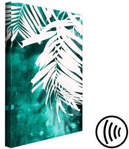 Obraz Botanické kontrasty - palmové listy na smaragdovém, abstraktním pozadí