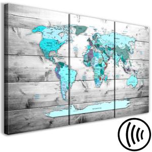 Obraz Mapa světa: Modrý svět (3dílná)