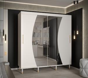 Šatní skříň Abi Calipso Wav Barva korpusu: Bílá, Rozměry: 200 cm, Dveře: Bílá + zrcadlo