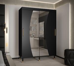 Šatní skříň Abi Calipso Wav Barva korpusu: Černá, Rozměry: 200 cm, Dveře: Černá + zrcadlo