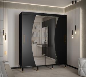 Šatní skříň Abi Calipso Wav Barva korpusu: Černá, Rozměry: 250 cm, Dveře: Černá + zrcadlo