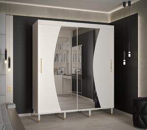 Šatní skříň Abi Calipso Wav Barva korpusu: Bílá, Rozměry: 250 cm, Dveře: Bílá + zrcadlo