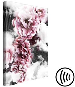 Obraz Posvátné i světské - prolínající se fotografie mraků a růžových květů