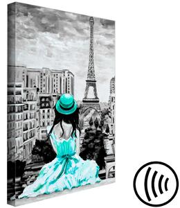 Obraz Malovaná Francie (1-dílný) - postava ženy na pozadí Eiffelovy věže