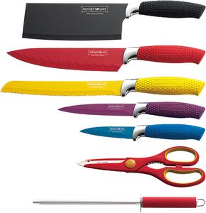 Sada 5 nožů + ocílka + nůžky ve stojanu Royalty Line RL-COL8-W | ocelové nože | ocelový nůž
