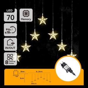 Aigostar - LED Venkovní vánoční řetěz 70xLED/230V 1,2x1m IP44 teplá bílá hvězdy