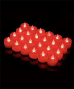 HJ Čajová svíčka červená s LED žluto-oranžovým světlem 24 ks v balení