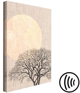 Obraz Ráno (1-dílný) - pastelová abstrakce japandi s úplňkem
