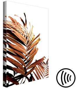 Obraz Suché listy (1-dílný) - tropická krajina s palmou na bílém pozadí