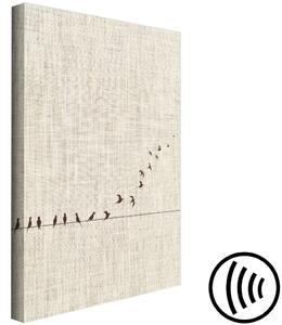 Obraz Odlet (1-dílný) - rustikální kompozice japandi s ptáky ve vzduchu