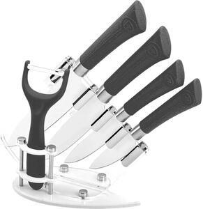 Sada 4 keramických nožů + škrabka ve stojanu Royalty Line RL-CW5ST - černá | keramické nože | keramický nůž