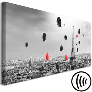 Obraz Pařížský balónek (1-dílný) úzký červený/černý