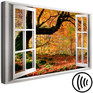 Obraz Podzimní barvy za okny (1-dílný) - příroda v zlatých barvách
