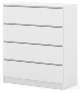 Komoda Maja S4 90 cm bílá matná se 4 zásuvkami stojící na soklu