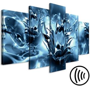 Obraz Modrá paleta květin (5-dílný) - abstraktní vyjádření přírody