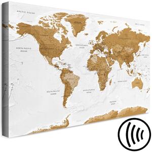 Obraz Mapa světa (1-dílný) - kontinenty a oceány v hnědé a bílé