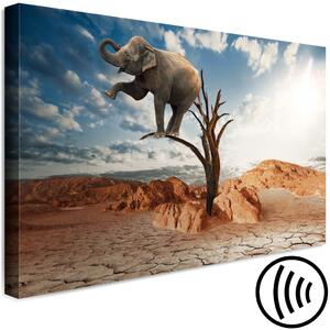 Obraz Pouštní fantazie (1-dílný) - slon na pozadí modrého nebe