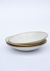 Keramika Koller Rustikální hluboký talíř bílý s hnědým okrajem 22cm