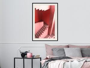 Plakát Schody nikam - abstraktní červený schodišťový kbelík
