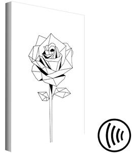 Obraz Geometrická růže (1-dílný) - černobílý rostlinný motiv z čáry
