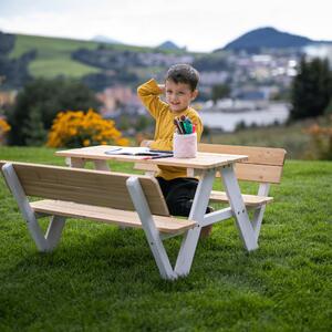 KONDELA Dětské zahradní sezení, dřevo, přírodní/bílá, ABALO