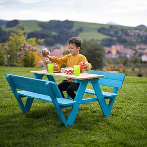 KONDELA Dětské zahradní sezení, dřevo, modrá/přírodní, ABALO