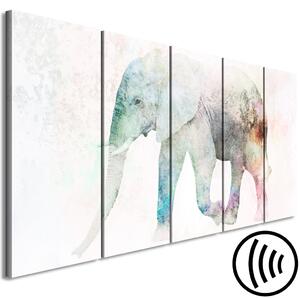 Obraz Malovaný slon (5-dílný) úzký
