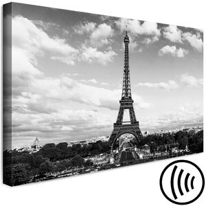 Obraz Černobílá Eiffelova věž (1-dílný) široký - architektura Paříže