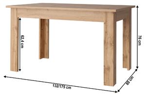 TEMPO Rozkládací stůl, dub wotan, 132-175x80 cm, MORATIZ
