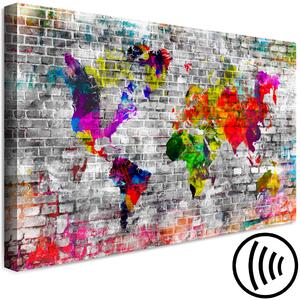 Obraz Svět z cihel (1-dílný) široký - barevná abstrakce světové mapy