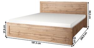 Manželská postel, 180x200, dub wotan, MORATIZ