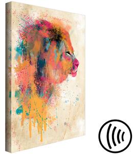 Obraz Akvarelový lev (1-dílný) svislý - futuristicky zbarvené zvíře