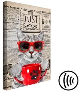 Obraz Kočka s kávou (1-dílný) vertikální