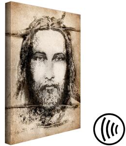 Obraz Síň Táborská sepií (1-dílný) vertikální - tmavý obličej Ježíše