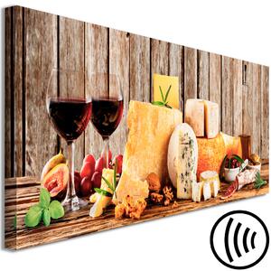 Obraz Letní hostina (1-dílný) úzký - zátiší barevných sýrů