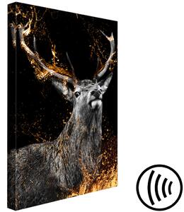 Obraz Zlatý jelen (1-dílný) svislý - fantaskní jelen na tmavém pozadí