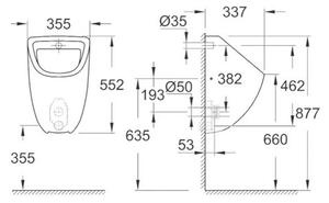 Grohe Bau Ceramic Pisoár, alpská bílá 39438000