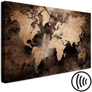 Obraz Mapa v pískovci (1-dílný) široký - světová mapa pokrytá bronzem