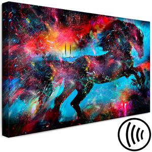 Obraz Mýtický kůň - barevná abstrakce s černým zvířetem