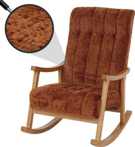 Houpací křeslo HWC-K10, polohovatelné, dřevo tkanina/textilní enil (465 g/m²) terakota, pírodní rám
