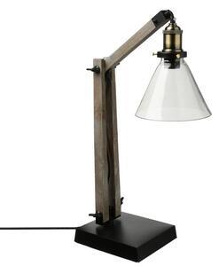 Retro stolní lampa - kombinace dřevo a černý kov