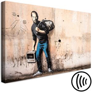 Obraz Steve (1-dílný) široký - betonový street art s postavou Steve Jobsa