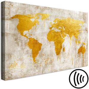Obraz Zlaté kontinenty (1-dílný) široký - mapa světa v retro stylu