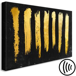 Obraz Zlaté linie štětců - moderní abstrakce na černém pozadí