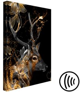 Obraz Svatý jelen - lesní zvíře s aplikacemi zlaté barvy na černém pozadí