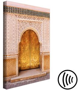 Obraz Arabský lesk (1-dílný) svislý - zlaté ornamenty na zdi
